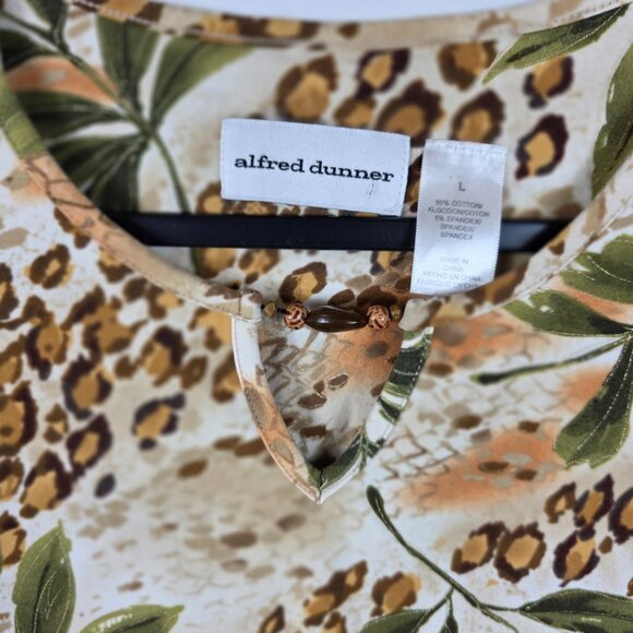 Alfred Dunner Top Tee Blue Women's Size Large Brown & Green Animal/Jungle Print - Picture 3 of 11